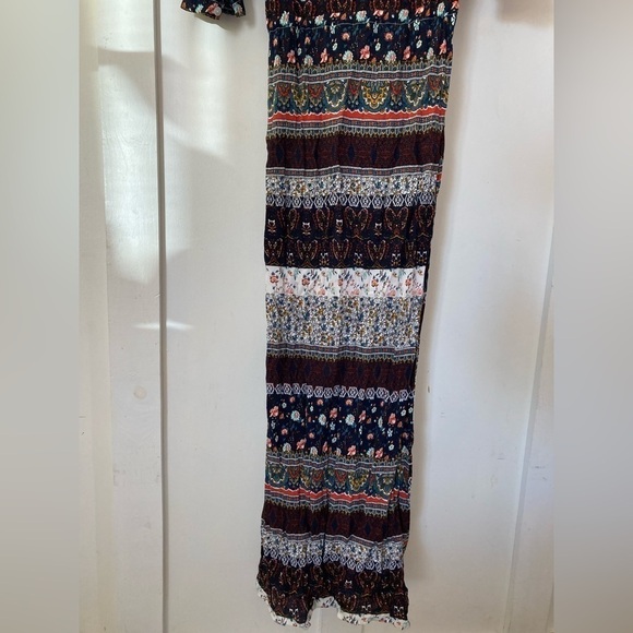 R. Vivimos button down boho maxi dress split skirt tab sleeves hobo chic print - Picture 11 of 13